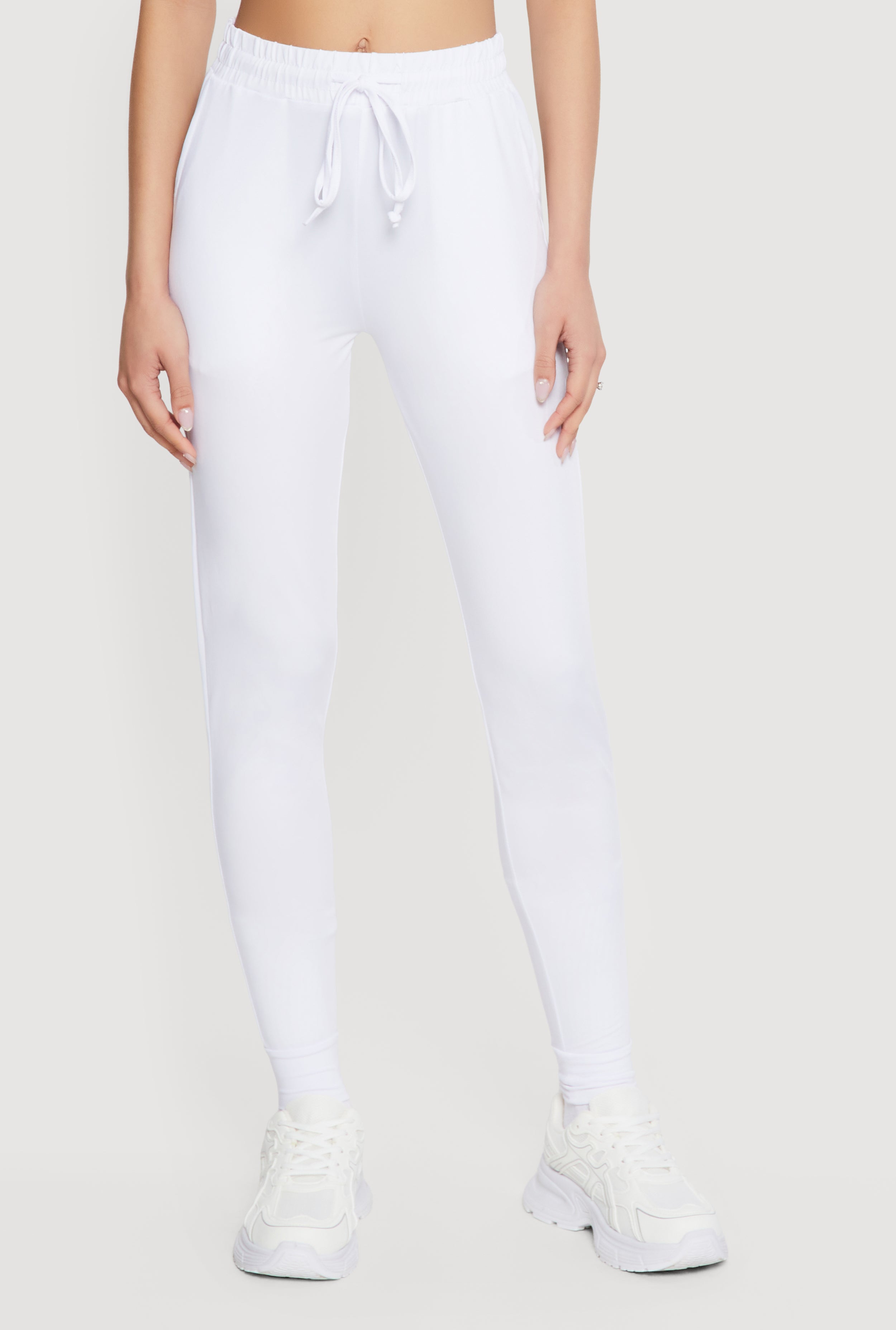 Trendy Mid Rise Drawstring Waist Joggers - Image 3