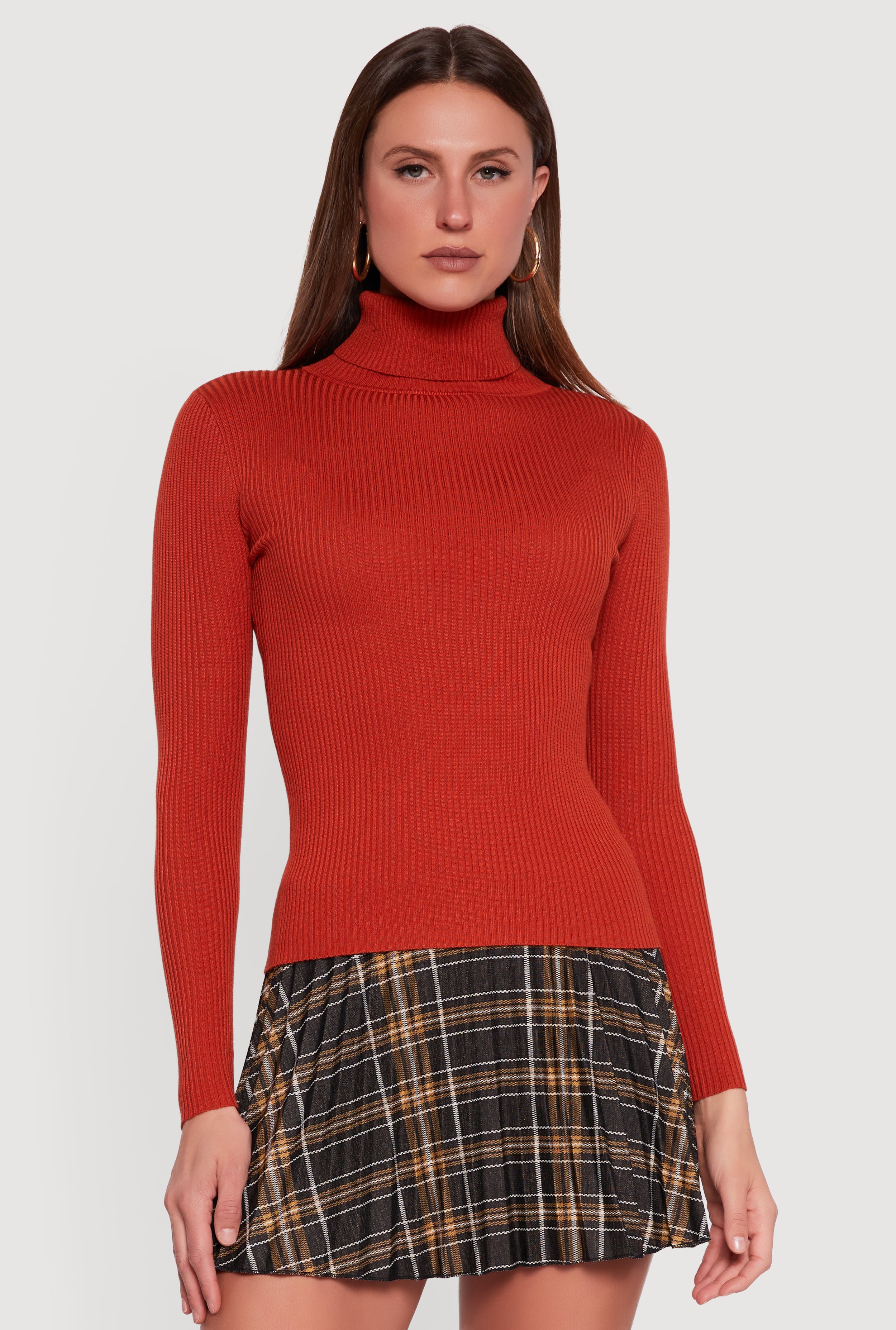 Rib Knit Long Sleeve Turtleneck Top - Image 2