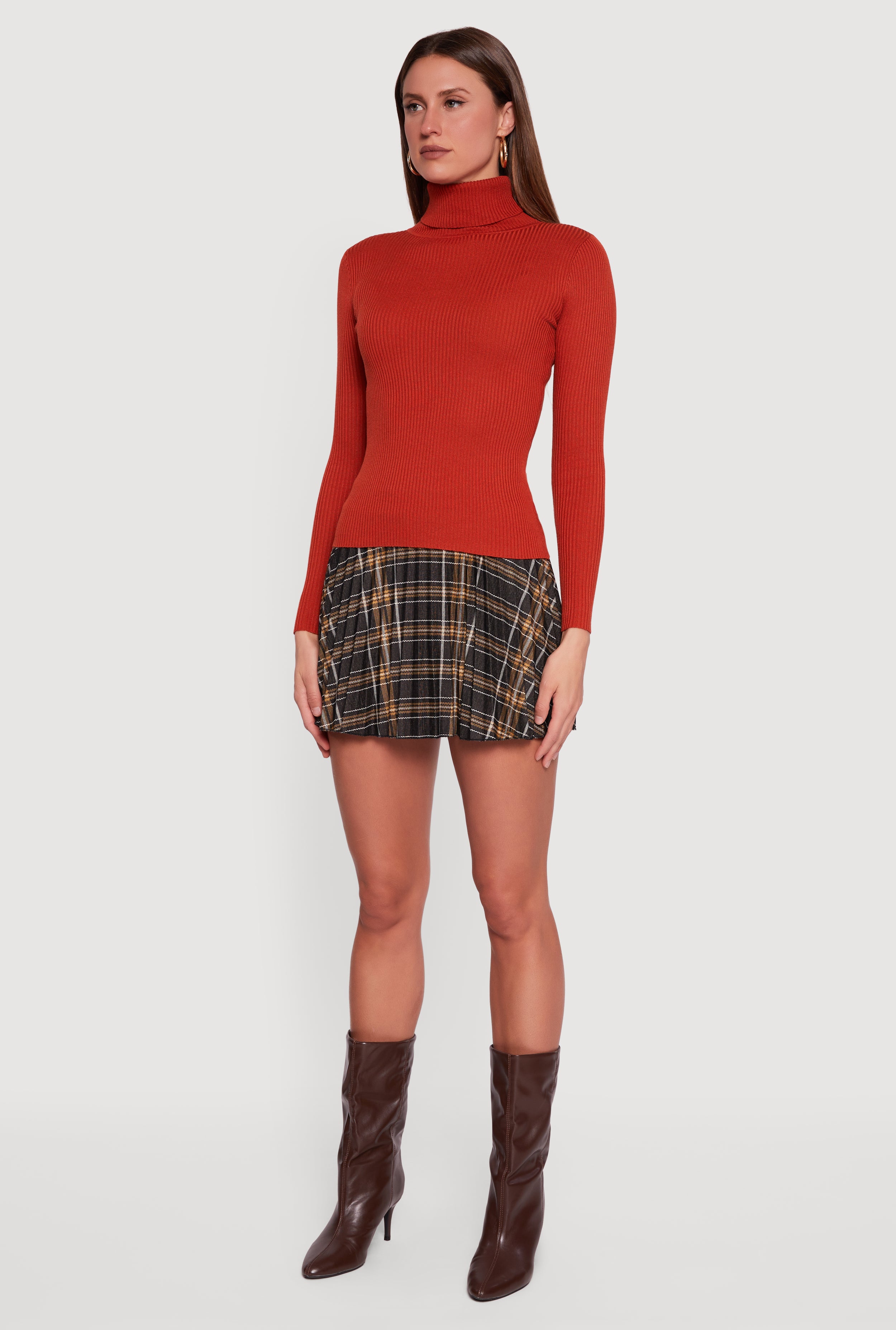 Rib Knit Long Sleeve Turtleneck Top - Image 5