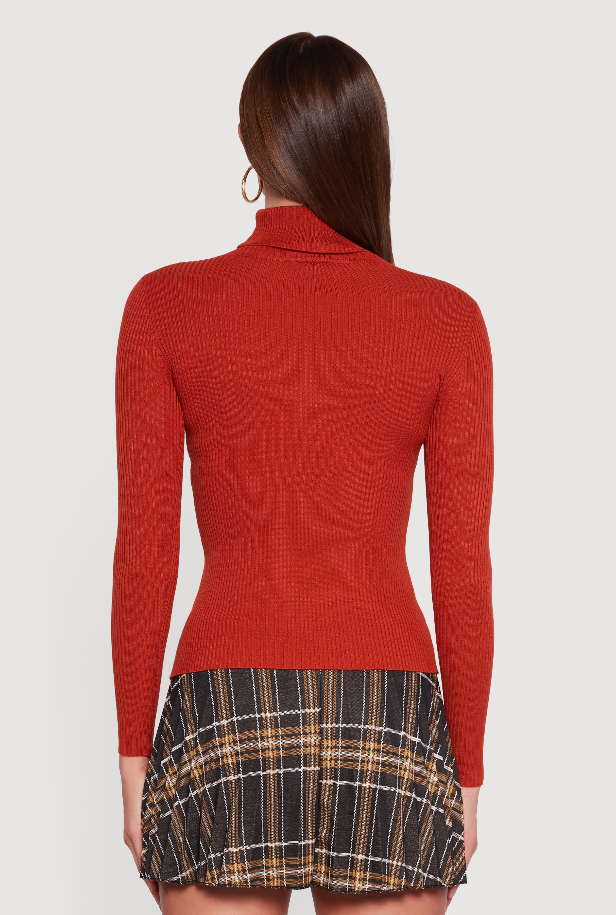 Rib Knit Long Sleeve Turtleneck Top - Image 6