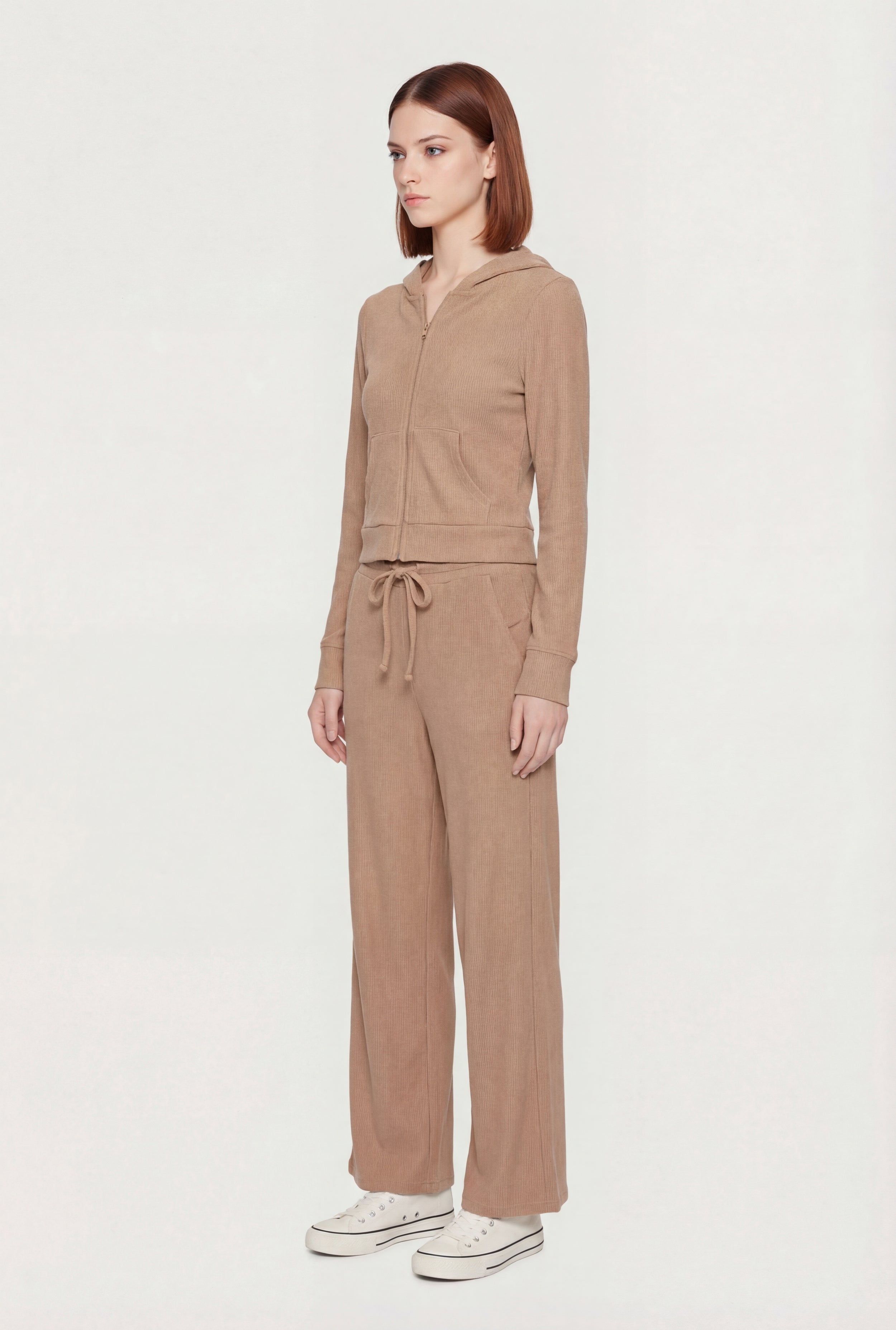 Waffle Knit Drawstring Waist Pants - Image 2