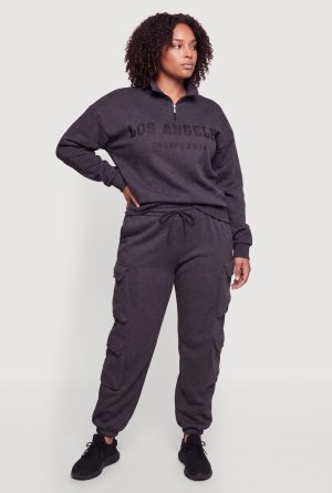 Plus Size Drawstring Waist Cargo Pocket Sweatpants